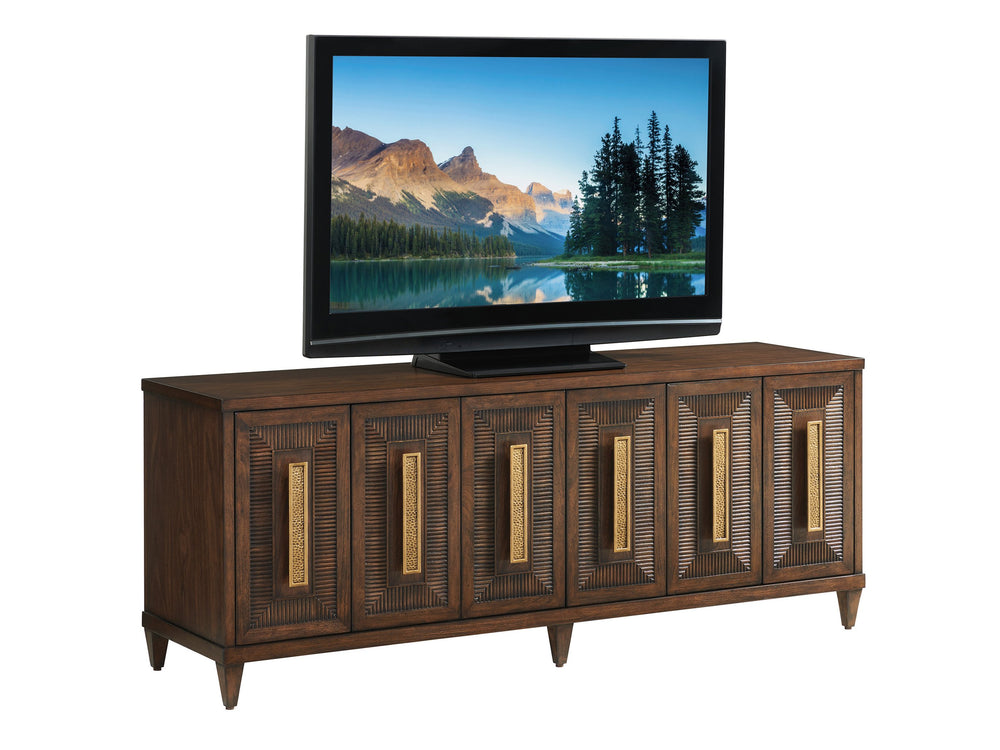 Lexington Modesto Media Console - Elegant Walnut Finish, Artisan Metal Bases & Stylish Storage Solutions Montecito  740-907