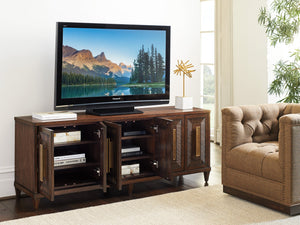 Lexington Modesto Media Console - Elegant Walnut Finish, Artisan Metal Bases & Stylish Storage Solutions Montecito  740-907