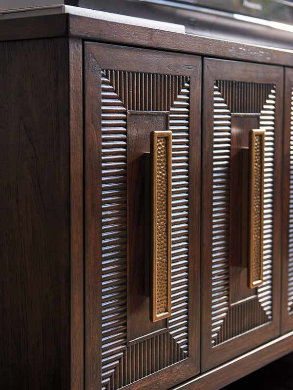 Lexington Modesto Media Console - Elegant Walnut Finish, Artisan Metal Bases & Stylish Storage Solutions Montecito  740-907