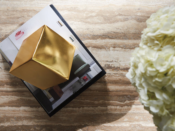 Lexington Menlo Park Cocktail Table With Exotic Tiger Brown Travertine Top And Artisan Maritime Brass Base Montecito  740-945