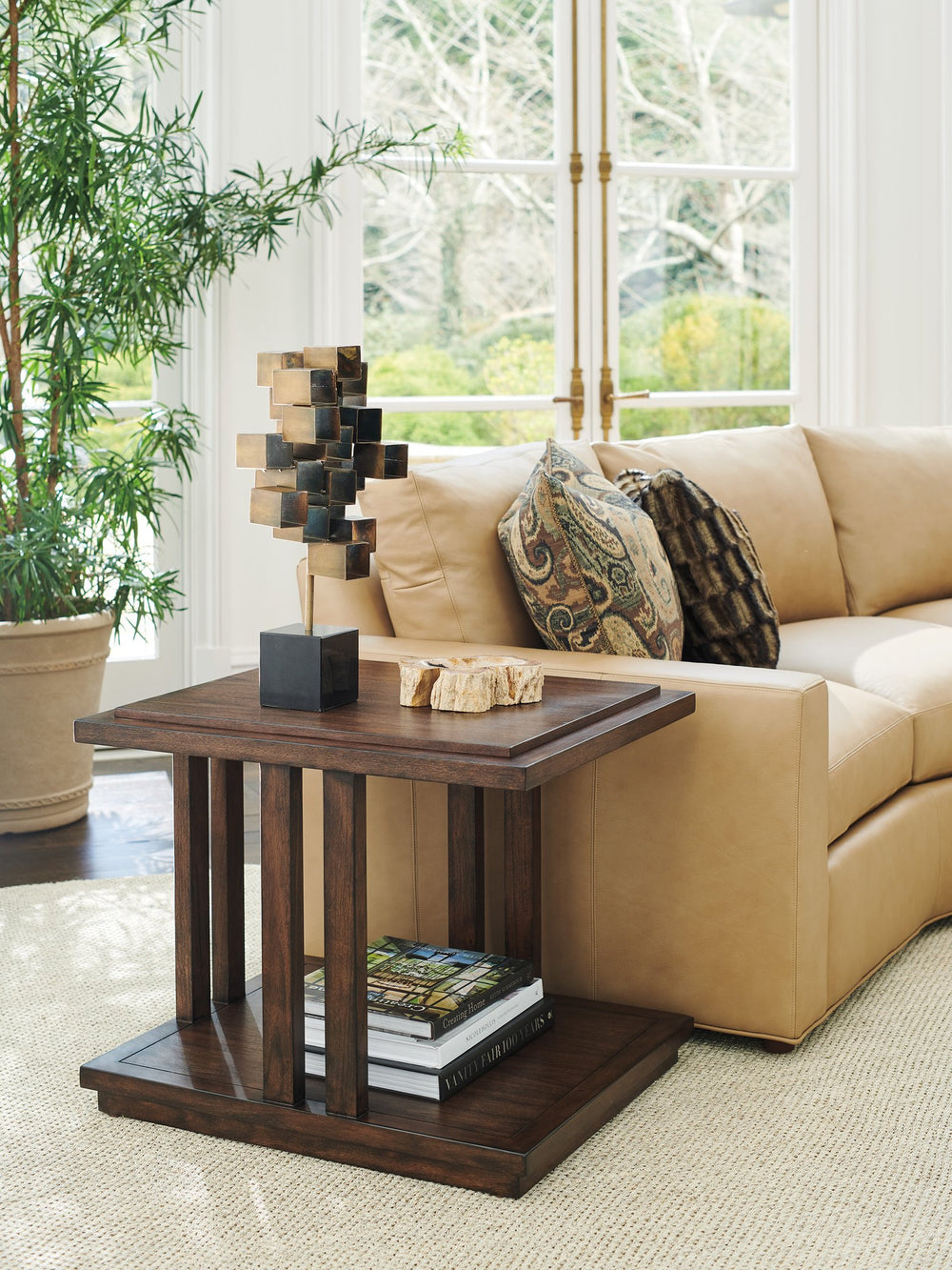 Lexington Alvarado Rectangular End Table - Elegant Walnut Design With Artisan Metal Base For Modern Interiors Montecito  740-950