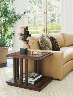 Lexington Alvarado Rectangular End Table - Elegant Walnut Design With Artisan Metal Base For Modern Interiors Montecito  740-950