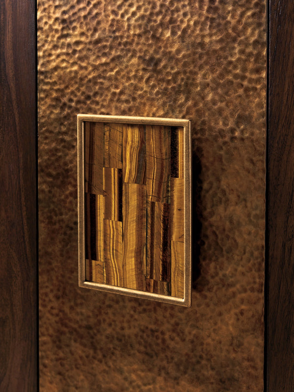 Lexington Santa Clara Hall Chest With Elegant Tiger Brown Travertine Top And Artisan Metal Accents Montecito  740-972c