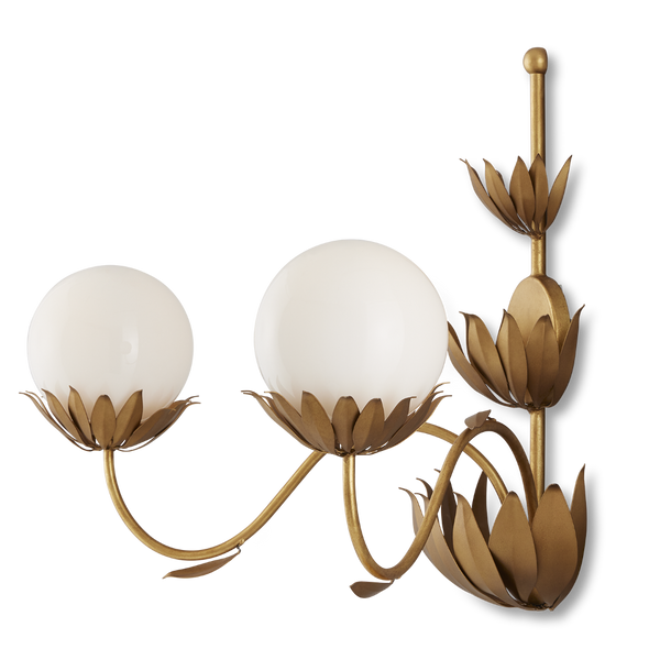 Mirasole Gold Wall Sconce - Nostalgic Ice Cream Parlor Design with Elegant Gold Leaf Finish