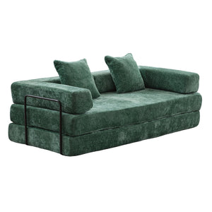 English Elm Floor Couch - Versatile Convertible Futon Sofa Bed With Pillow Back Support, Chenille Comfort & Style W3723P343693