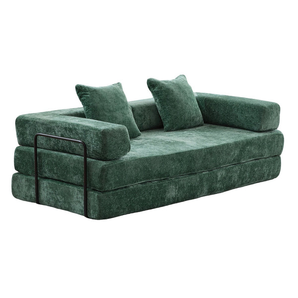 English Elm Floor Couch - Versatile Convertible Futon Sofa Bed With Pillow Back Support, Chenille Comfort & Style W3723P343693