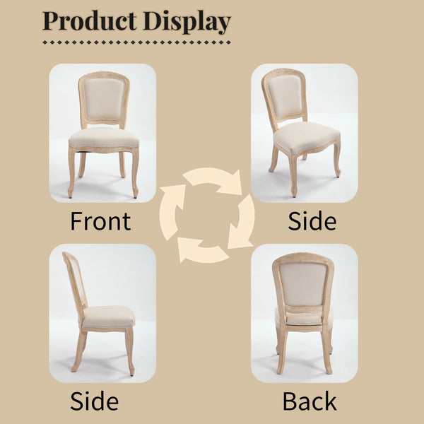 English Elm French Country Dining Chairs Set Of 2 - Stylish Upholstered Design, Fan-Back Comfort For Any Space W3426P324536