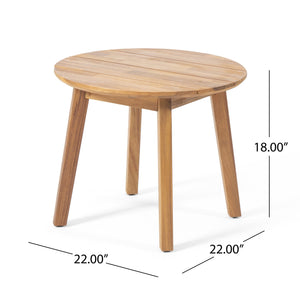 English Elm Christopher Knight Home® - Outdoor Acacia Wood Side Table — Round Teak Finish, Geometric Queen-Size Frame, Durable Patio Accent (22" x 22" x 18") 68627.00