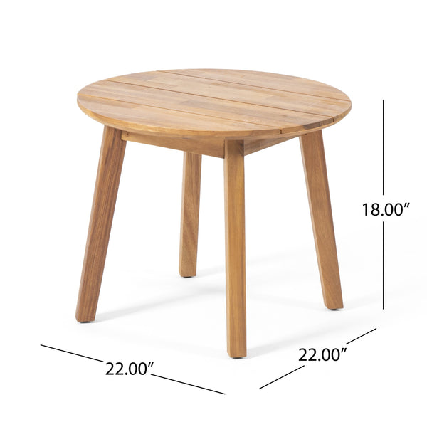 English Elm Christopher Knight Home® - Outdoor Acacia Wood Side Table — Round Teak Finish, Geometric Queen-Size Frame, Durable Patio Accent (22" x 22" x 18") 68627.00