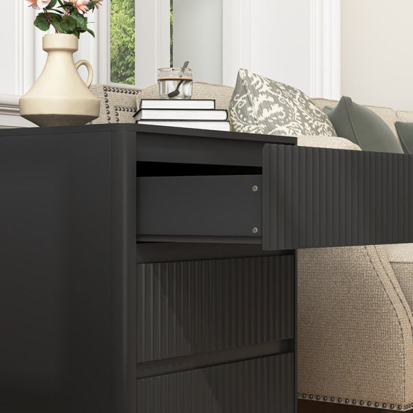 English Elm (set Set of 2 Modern End Tables with Usb-c Charging and Three Drawer Storage for Any Room Black W409P414473