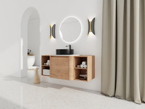 English Elm 48'' Wall-Mounted Bathroom Vanity With Soft-Close Door, Elegant Ceramic Sink & Ample Storage Shelves W999S00409