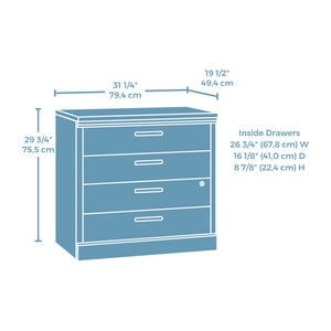 English Elm Lateral File Cabinet In Warm Brown Finish - Secure Storage With Key Lock & Multi-Use Design B356P402775