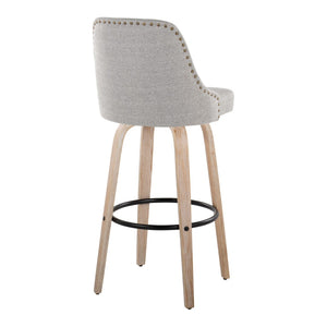 English Elm 30" Swivel Barstools Set of 2 Walnut Bentwood Faux Leather Chrome Nailhead Bar Height B202S01945