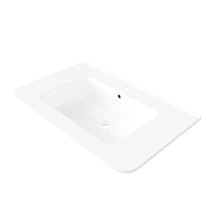 English Elm 36" Ceramic Undermount Bathroom Sink Glossy White Basin with Overflow Protection W2615P254163