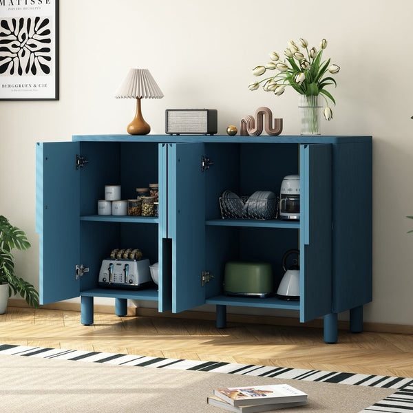 English Elm Trexm Ash Veneer Sideboard with Flush Arc Handles and Adjustable Shelves for Dining Areas N715P264916M