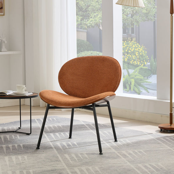 English Elm Mid-Century Shell Chair with Wood Grain Veneer, Curved Wide Seat, Metal-Wood Frame Holds 330+ lbs Orange W1143P214258