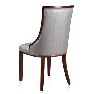 English Elm Fifth Avenue Wood Upholstered Dining Chair with Walnut Beech Frame, Faux Leather & Velvet Comfort Silver B365P397810