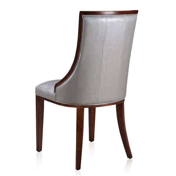 English Elm Fifth Avenue Wood Upholstered Dining Chair with Walnut Beech Frame, Faux Leather & Velvet Comfort Silver B365P397810