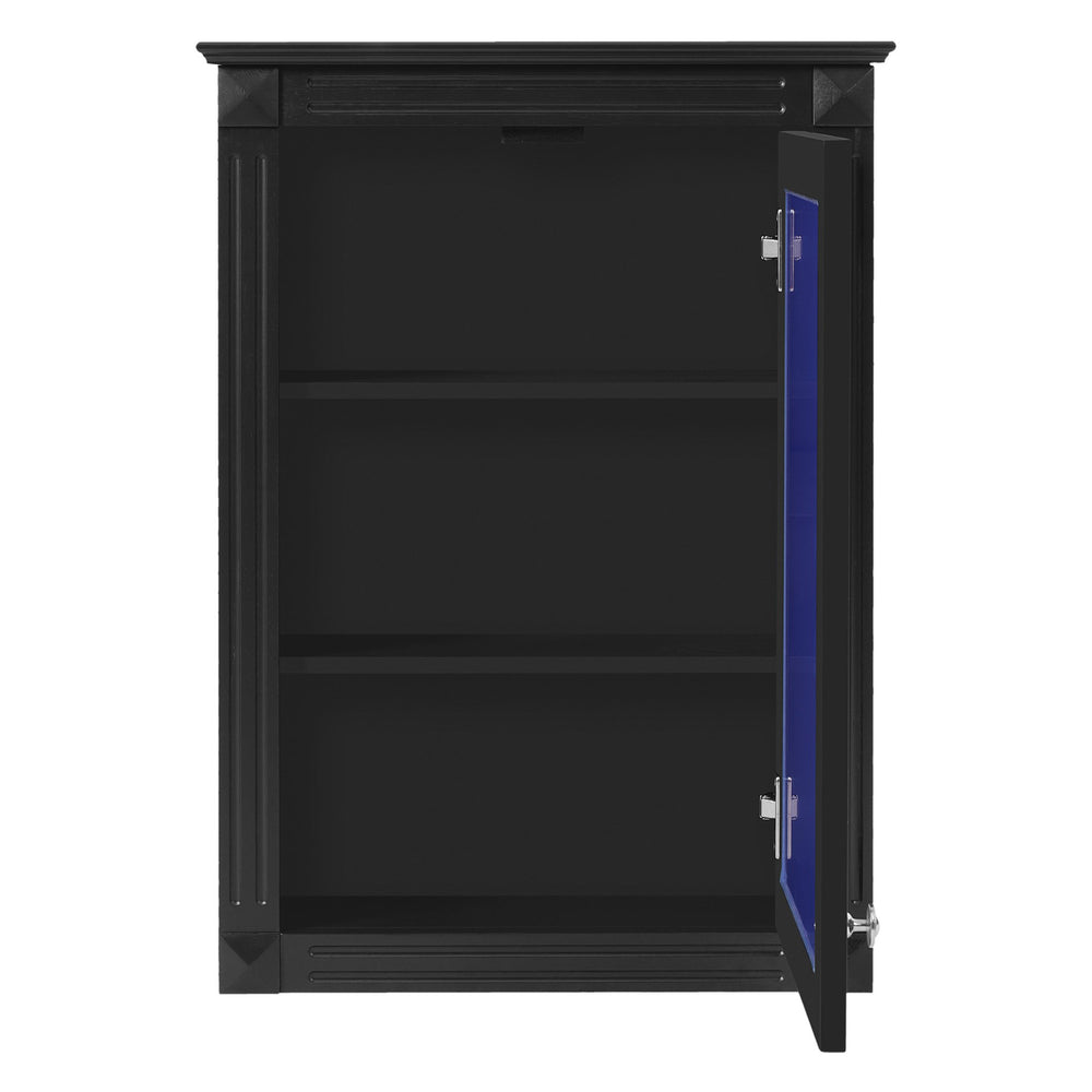 English Elm 20" Medicine Cabinet with Mirror — Space-Saving Wall-Mounted Bathroom Storage with Adjustable Shelf, Modern Carved Design Black N710P317680B