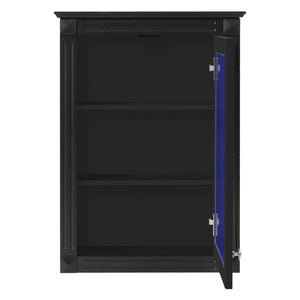 English Elm 20" Medicine Cabinet with Mirror — Space-Saving Wall-Mounted Bathroom Storage with Adjustable Shelf, Modern Carved Design Black N710P317680B