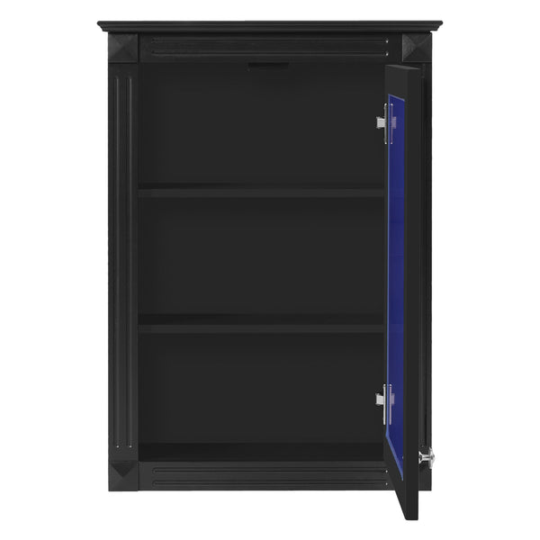 English Elm 20" Medicine Cabinet with Mirror — Space-Saving Wall-Mounted Bathroom Storage with Adjustable Shelf, Modern Carved Design Black N710P317680B