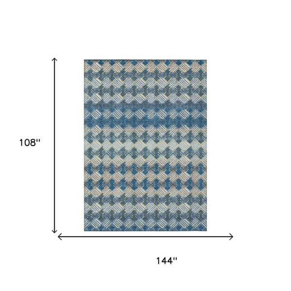 9x12 Striped Polyester Area Rug Washable Indoor Outdoor Stain Resistant Patio