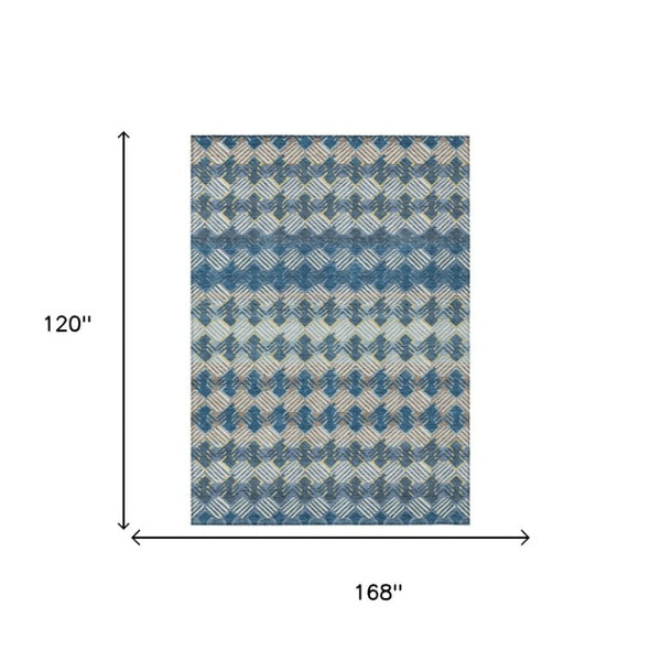 10 Ft X 14 Ft Striped Polyester Indoor Outdoor Rug Washable Stain Resistant Patio