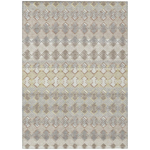 HomeRoots 8 X 10 Ivory Pewter Stripe Polyester Indoor Outdoor Rug Stain Resistant Washable 741012