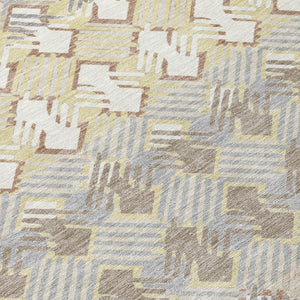 9 X 12 Ivory Pewter Stripe Polyester Area Rug Washable for Indoor Outdoor Spaces