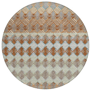 HomeRoots 8 Foot Round Striped Polyester Area Rug Washable Indoor Outdoor Patio Porch 741017
