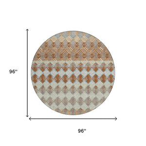 8 Foot Round Striped Polyester Area Rug Washable Indoor Outdoor Patio Porch