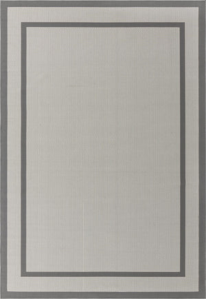 Unique Loom Outdoor Border Border Machine Made Border Rug Gray, Gray/Silver 8' 0" x 11' 4"