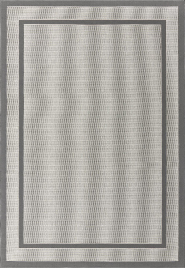 Unique Loom Outdoor Border Border Machine Made Border Rug Gray, Gray/Silver 8' 0" x 11' 4"