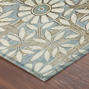 5x8 Floral Polyester Area Rug Stain Resistant Washable for Indoor Outdoor Use