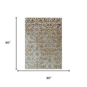 5x8 Floral Polyester Area Rug Stain Resistant Washable for Indoor Outdoor Use