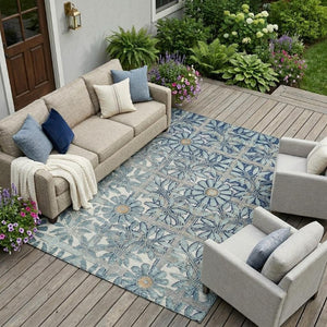 8 Ft X 10 Ft Floral Polyester Area Rug Washable Stain Resistant Indoor Outdoor Use