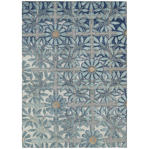 HomeRoots 8 Ft X 10 Ft Floral Polyester Area Rug Washable Stain Resistant Indoor Outdoor Use 741066