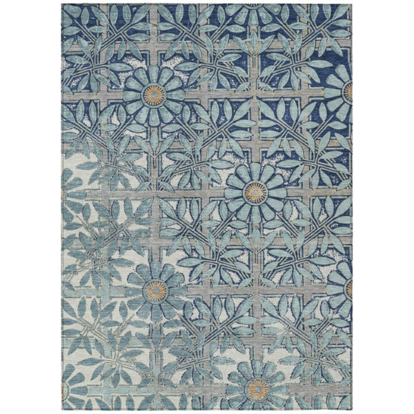 HomeRoots 8 Ft X 10 Ft Floral Polyester Area Rug Washable Stain Resistant Indoor Outdoor Use 741066