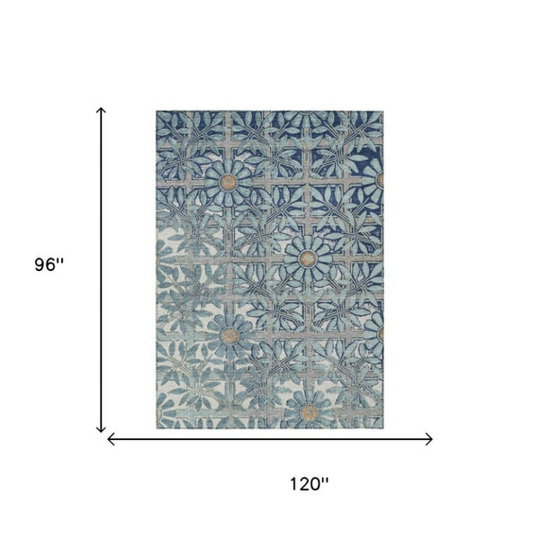 8 Ft X 10 Ft Floral Polyester Area Rug Washable Stain Resistant Indoor Outdoor Use