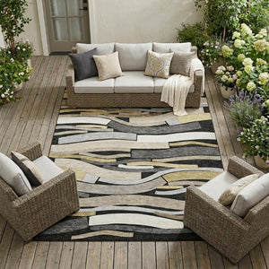 8x10 Washable Polyester Stripe Area Rug for Indoor Outdoor Patio and Living Room