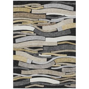 HomeRoots 8x10 Washable Polyester Stripe Area Rug for Indoor Outdoor Patio and Living Room 741078