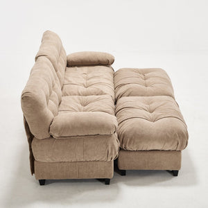English Elm U Shaped Modular Sectional Sofa Flannelette Cloud Couch Deep Seat Plush Living Room Light Brown W2120S00026