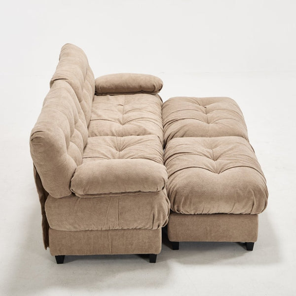 English Elm U Shaped Modular Sectional Sofa Flannelette Cloud Couch Deep Seat Plush Living Room Light Brown W2120S00026