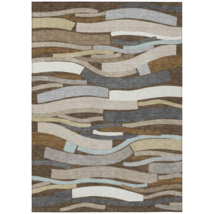 HomeRoots 8 X 10 Striped Polyester Indoor Outdoor Rug Washable Stain Resistant Patio Living 741084