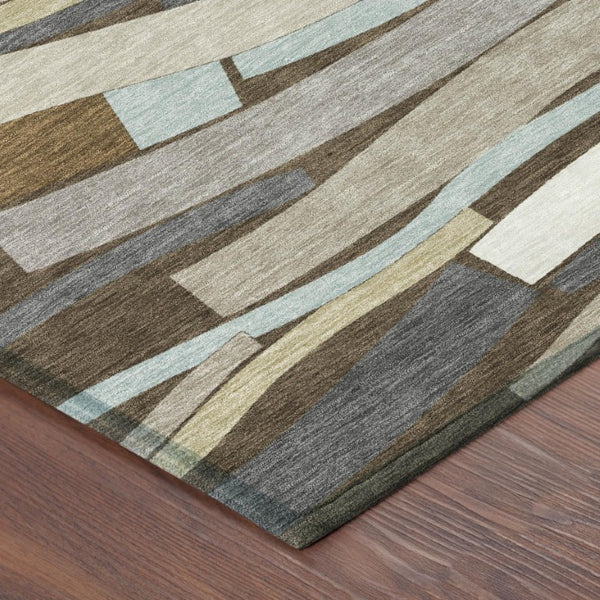 8 X 10 Striped Polyester Indoor Outdoor Rug Washable Stain Resistant Patio Living