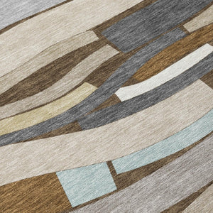 10 Ft X 14 Ft Striped Polyester Indoor Outdoor Rug Washable for Patio or Living Room