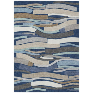 HomeRoots 9 X 12 Striped Washable Polyester Area Rug for Indoor Outdoor Patio and Porch 741103