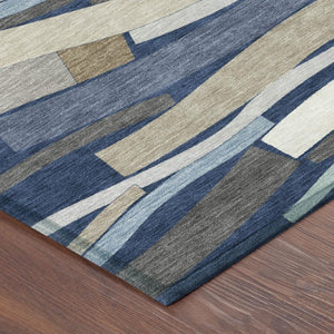 9 X 12 Striped Washable Polyester Area Rug for Indoor Outdoor Patio and Porch
