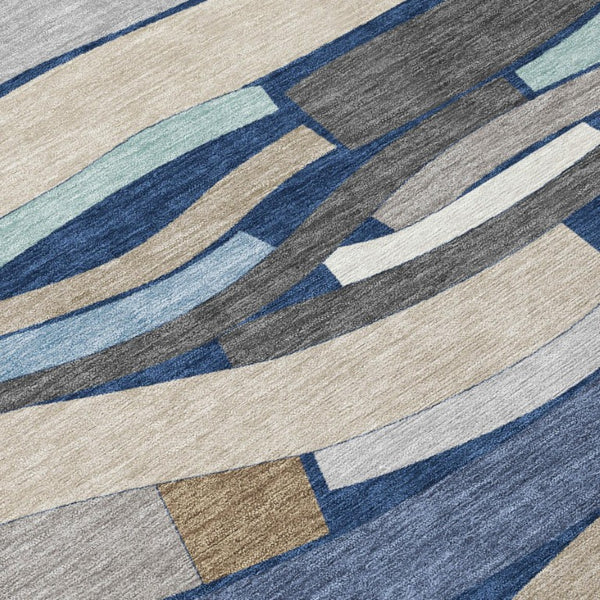 9 X 12 Striped Washable Polyester Area Rug for Indoor Outdoor Patio and Porch
