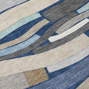 10 X 14 Striped Polyester Indoor Outdoor Rug Washable Stain Resistant Patio Floor